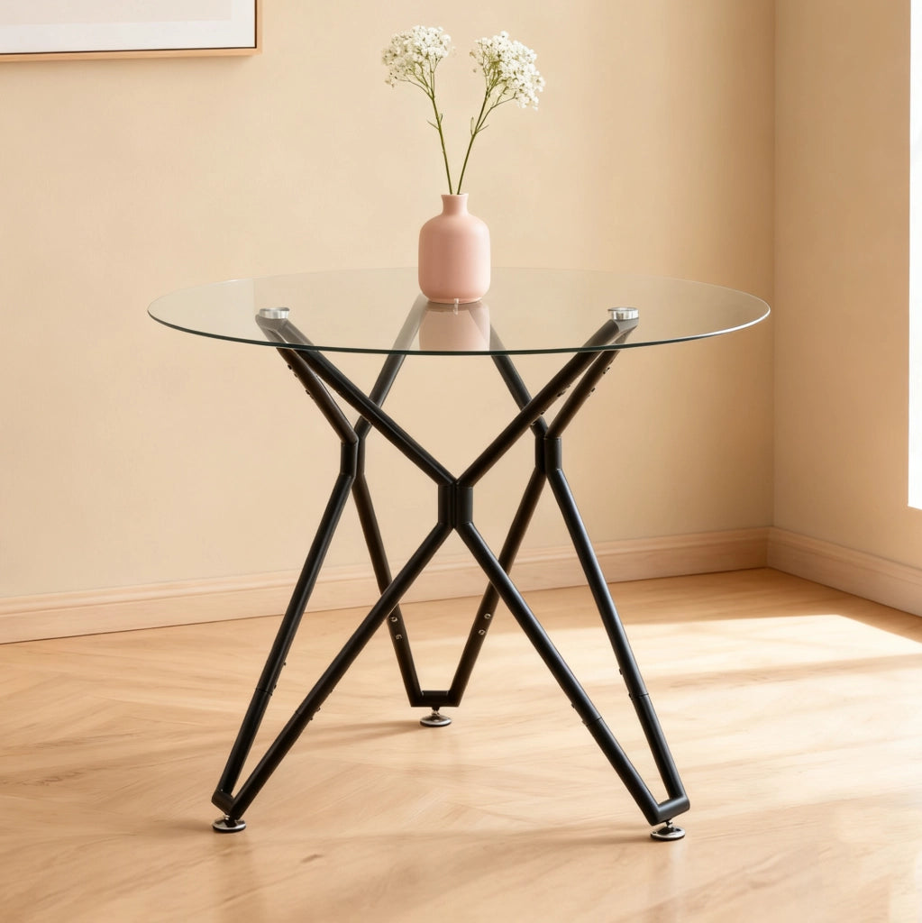Tavolo da pranzo rotondo in vetro nero Ø 90 cm