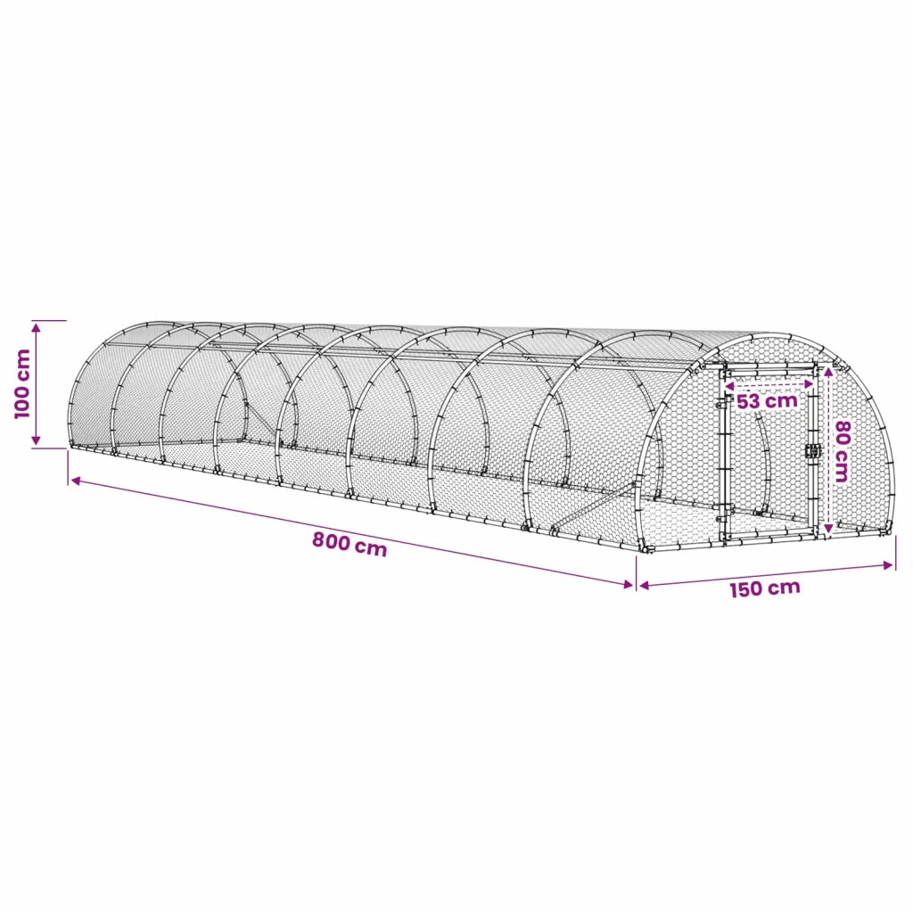 Pollaio Argento 800 x 150 x 100 cm Acciaio zincato 3434663