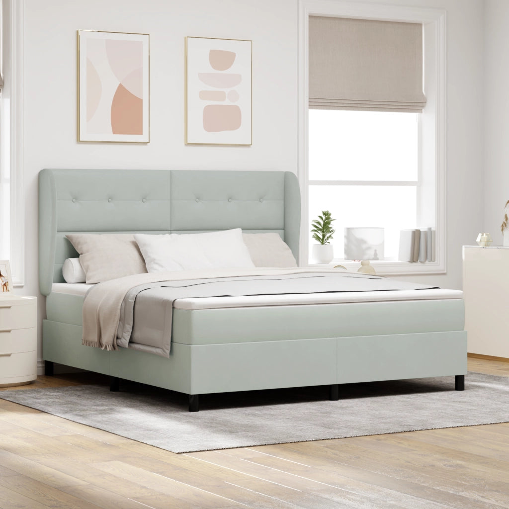 Letto Box Spring  con materasso Grigio chiaro 180x200 cm Velluto