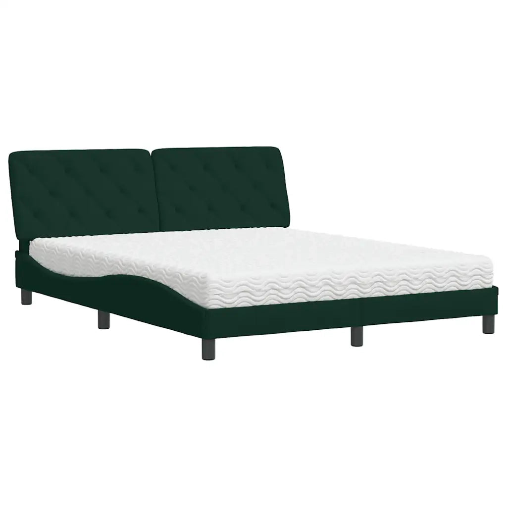 Letto con Materasso Verde Scuro 160x200 cm in Velluto 3208667