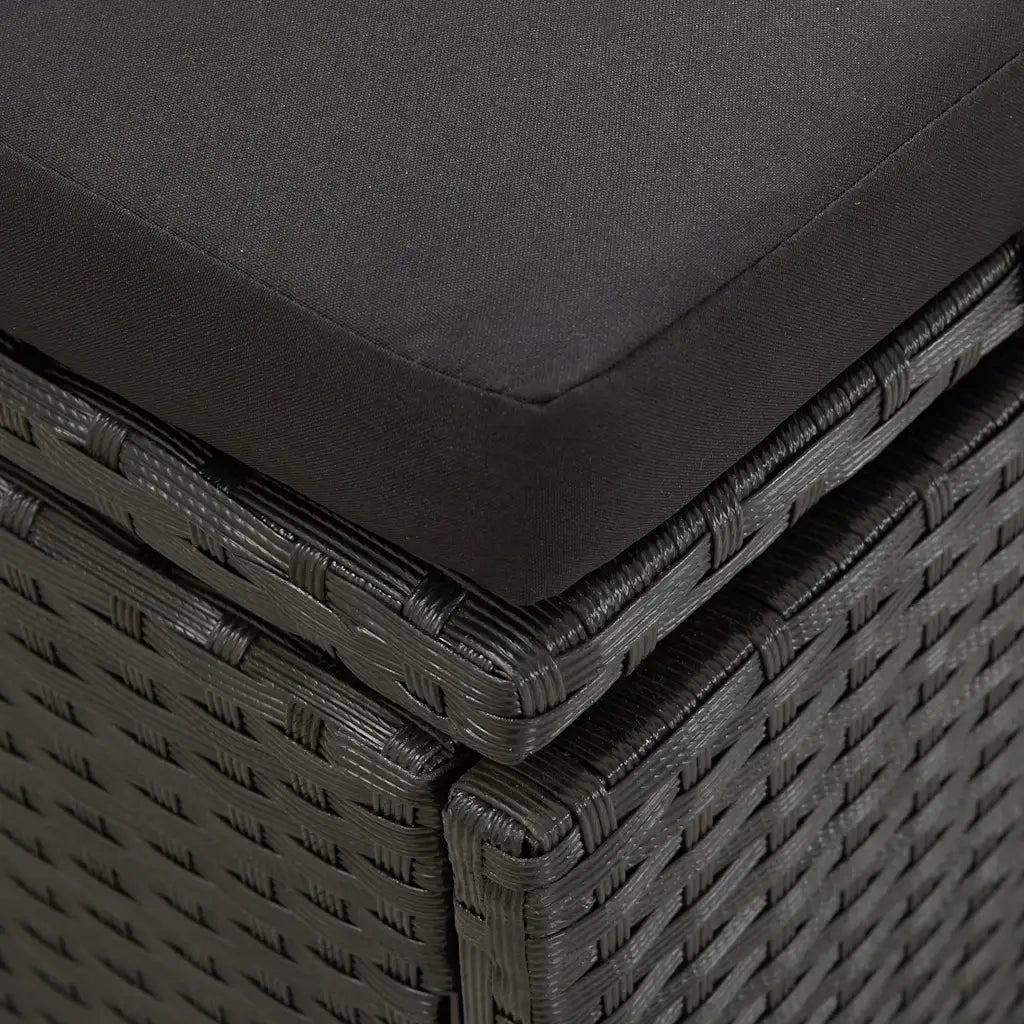 Lettino Prendisole | Sdraio da giardino | Lettino da sole con Cuscini in Polyrattan Nero