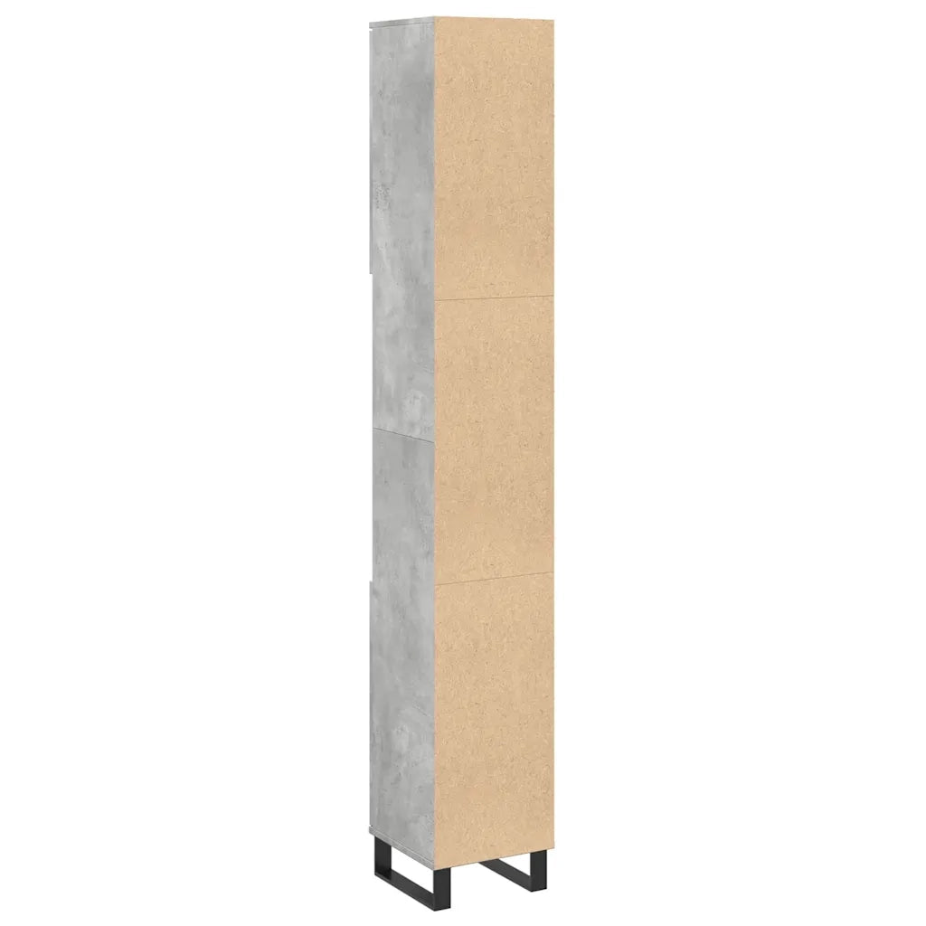 Armadietto Bagno Grigio Cemento 30x30x190 cm Legno Multistrato