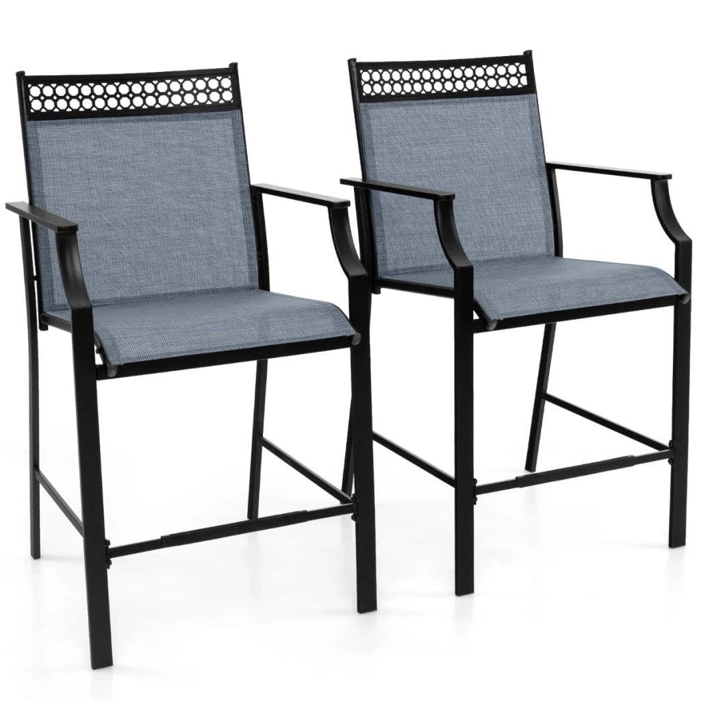 Set di 2 sgabelli da bar 66 x 62 x 114 cm che offrono il massimo comfort e uno stile elegante in metallo blu 20_0012534