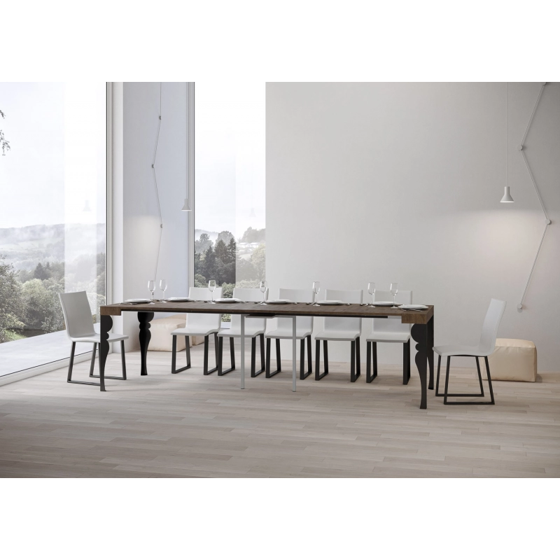 Consolle allungabile 90x40/300 cm Paxon telaio Antracite - Noce