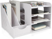 Organizzatore di scrivania in PVC - piastra di scrivania con contenitori di archiviazione - cassetto per lettere A4 - articoli per ufficio - ufficio domestico scuola