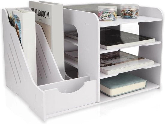 Organizzatore di scrivania in PVC - piastra di scrivania con contenitori di archiviazione - cassetto per lettere A4 - articoli per ufficio - ufficio domestico scuola