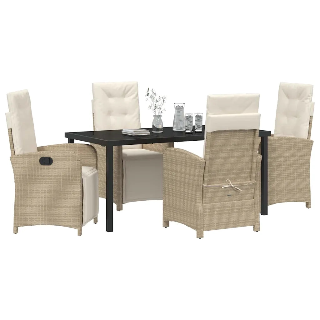 Set da Pranzo per Giardino con cuscino 5 pcs Beige polyrattan 3380333