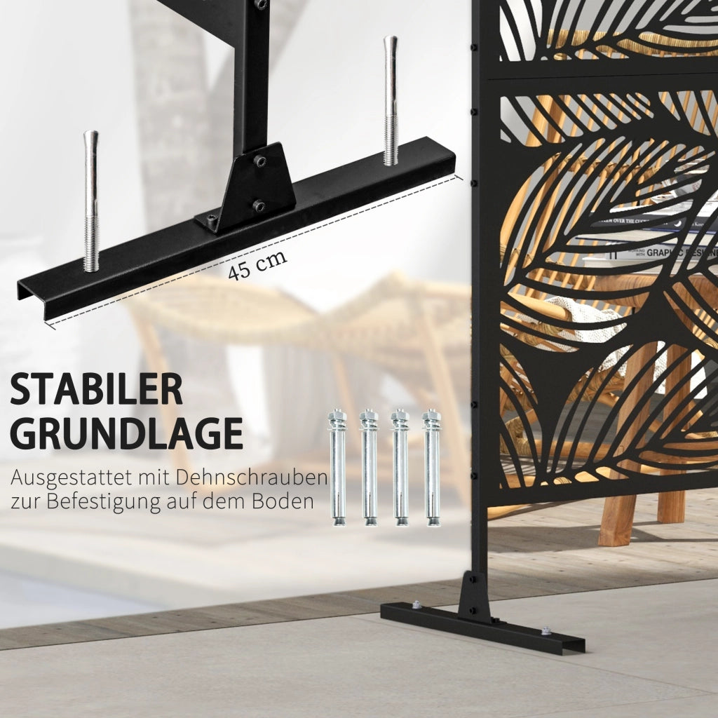 Schiermatura Sichtschutz per Giardino ¨C zephmum ¨C Nero, Metall, 122x45x198 cm