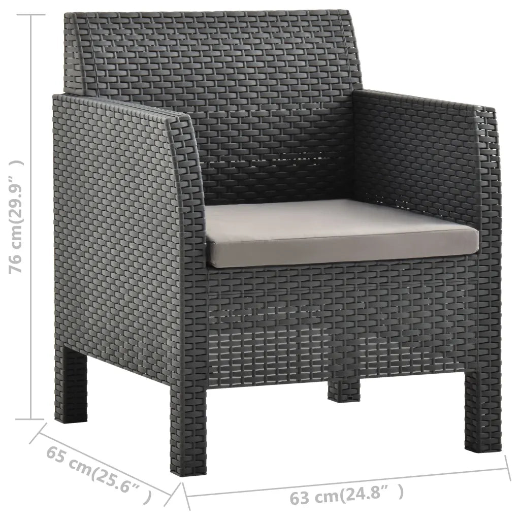 Sedia da giardino con cuscino antracite 63x65x76 cm PP Rattan 315639