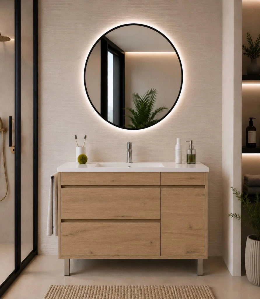 Mobile bagno con lavabo ORIGENBATH CAPRERA senza specchio 80x40 cm estepa con colonna