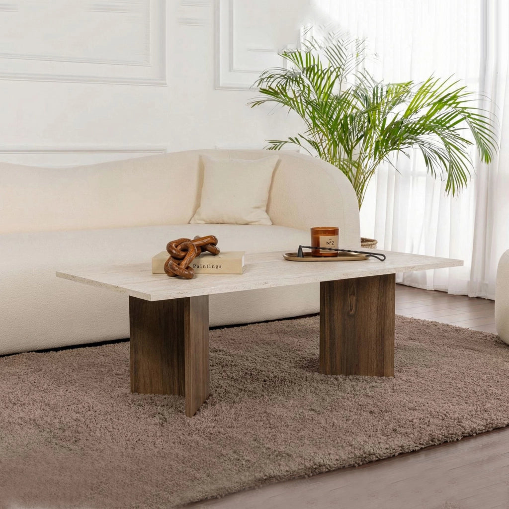 Turate, Tavolino da Salotto Forma Rettangolare, 119x60x40h cm Marrone Noce