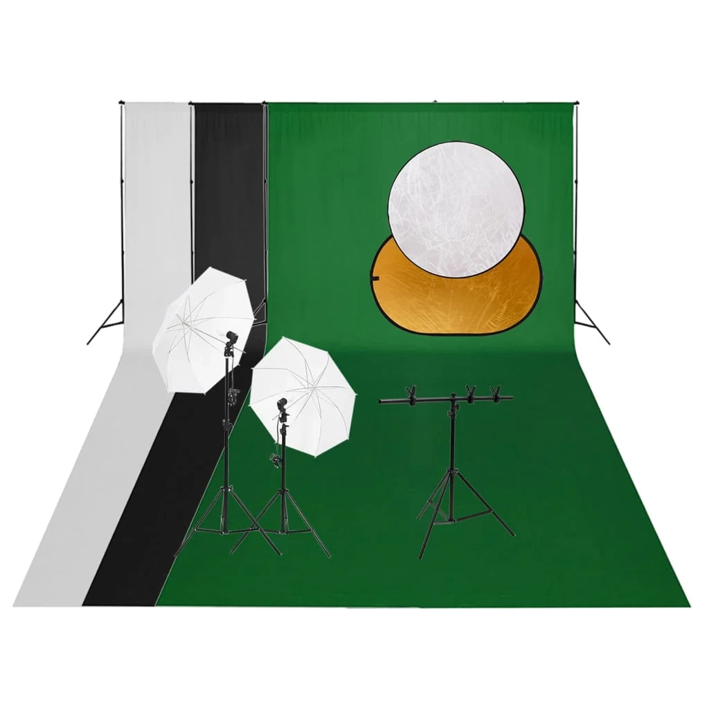 Kit per studio fotografico con illuminazione fondale e riflettore nero 02_0042442