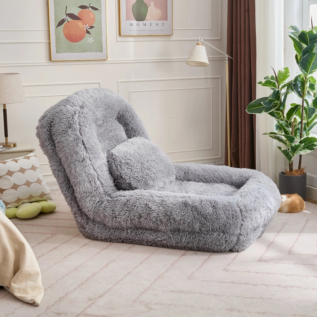 SOFA Letto da pavimento regolabile a 5 posizioni 102x89x88 cm Grigio Chiaro