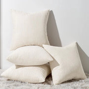 Set di 4 cuscini con copricuscini, cuscini decorativi, cuscini per divano, copricuscini per divano, misura 45 x 45 cm, corduroy crème