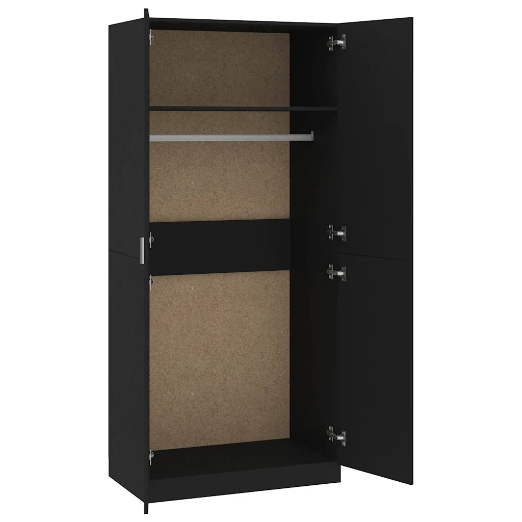 Armadio Nero 90x52x200 cm in Legno Multistrato 800631