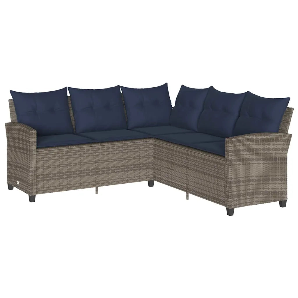 Set Divani da Giardino 6 pz con Cuscini a Forma di L Polyrattan