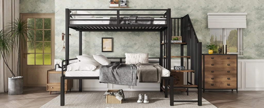 LETTO A CASTELLO 90x200/120x200 cm Nero MDF e Metallo