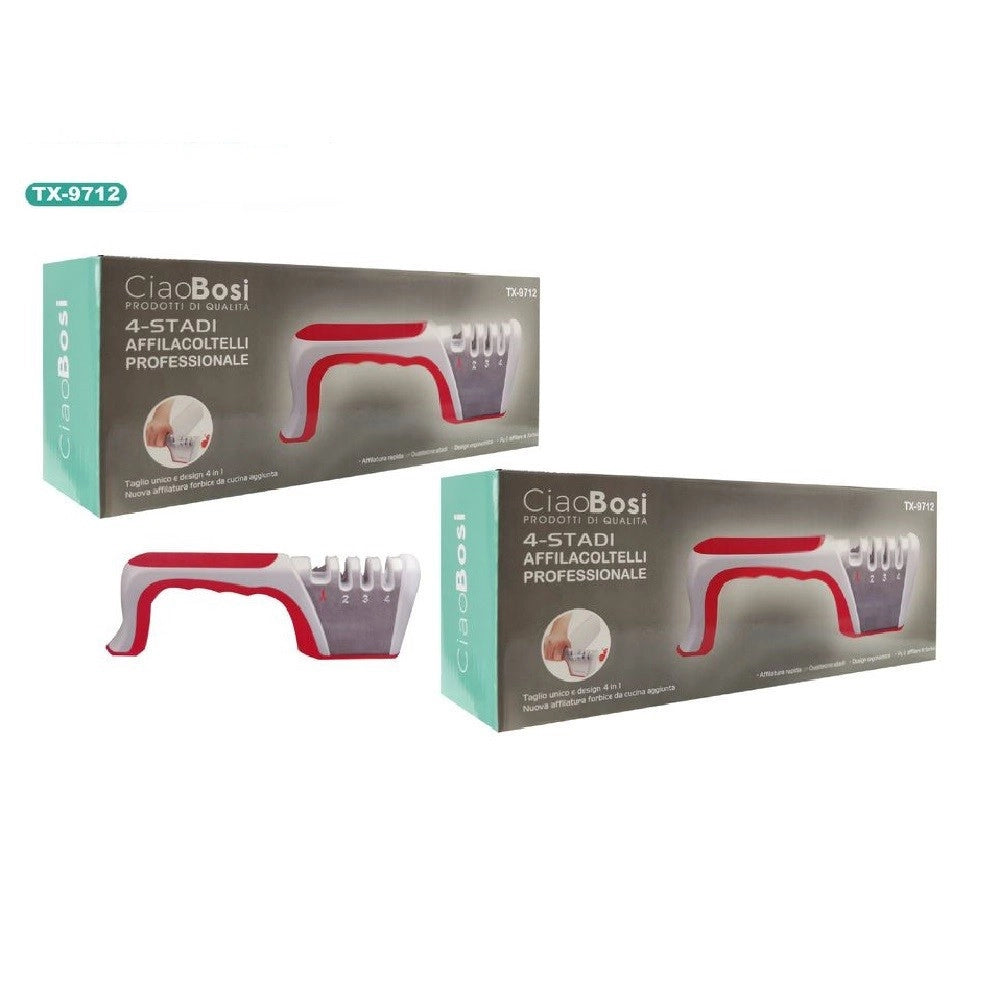 Trade Shop - Affila Coltelli Manuale Affilatore Professionale 4 In 1 Affilacoltelli Tx-9712 -