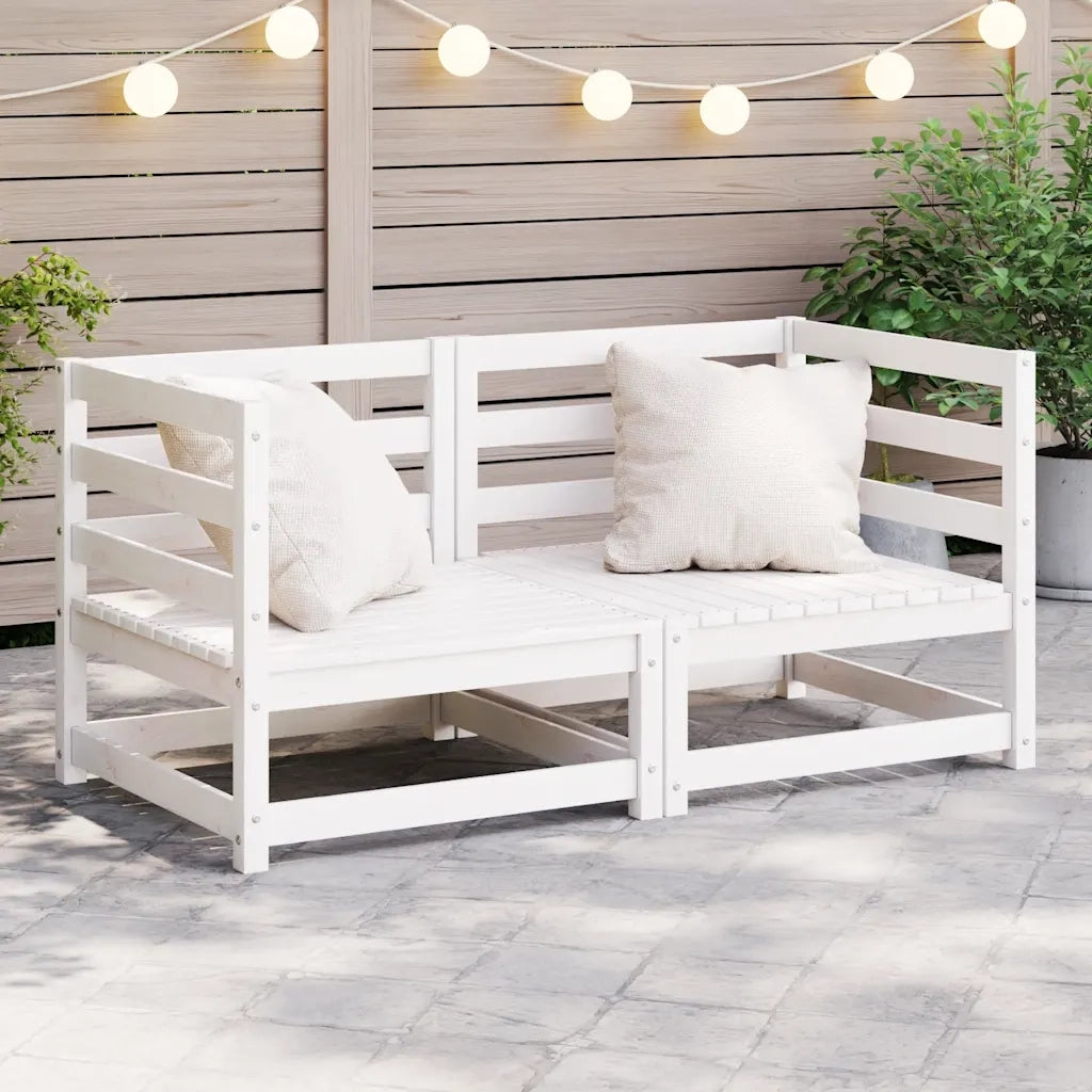 Divani Angolari da Giardino 2 pz in Massello di Pino Bianco 805676