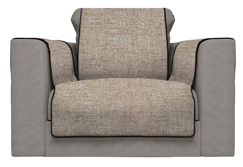 Copridivano con Copri Braccioli Seduta 60 cm in Poliestere Marrone