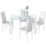 Tavolo da pranzo rettangolare con 4 sedie ¨C Minimal ¨C vetro temperato bianco 120x80x75 cm