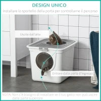 Lettiera per Gatti Chiusa a 2 Ingressi con Vassoio e Paletta, in Plastica PE, 44x55x39 cm, Bianco
