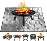 Tappeto Resistente al Fuoco da 80 x 105 cm per Focolare Esterno - Tappeto di Griglia Pieghevole Quadrato per Terrazza, Erba, Prato, Giardino Esterno