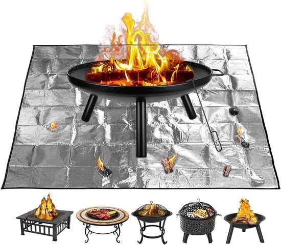Tappeto Resistente al Fuoco da 80 x 105 cm per Focolare Esterno - Tappeto di Griglia Pieghevole Quadrato per Terrazza, Erba, Prato, Giardino Esterno