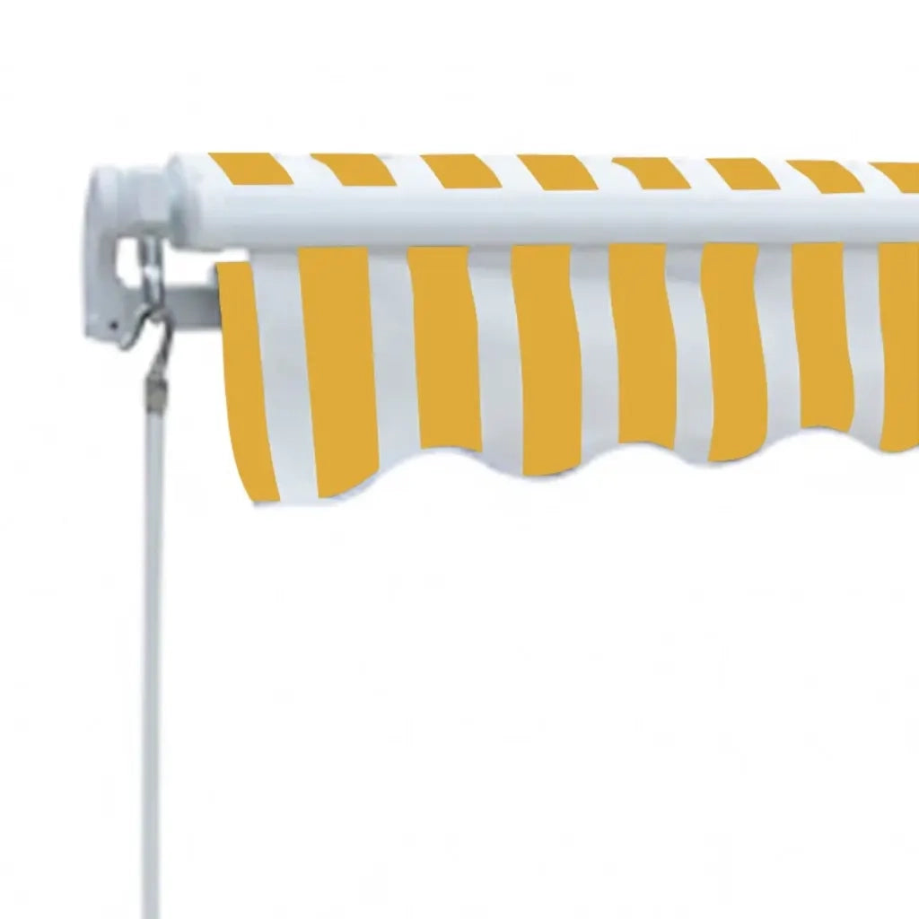 Tenda da Sole Pieghevole Manuale-Tenda parasole per Patio 300 cm Gialla/Bianca