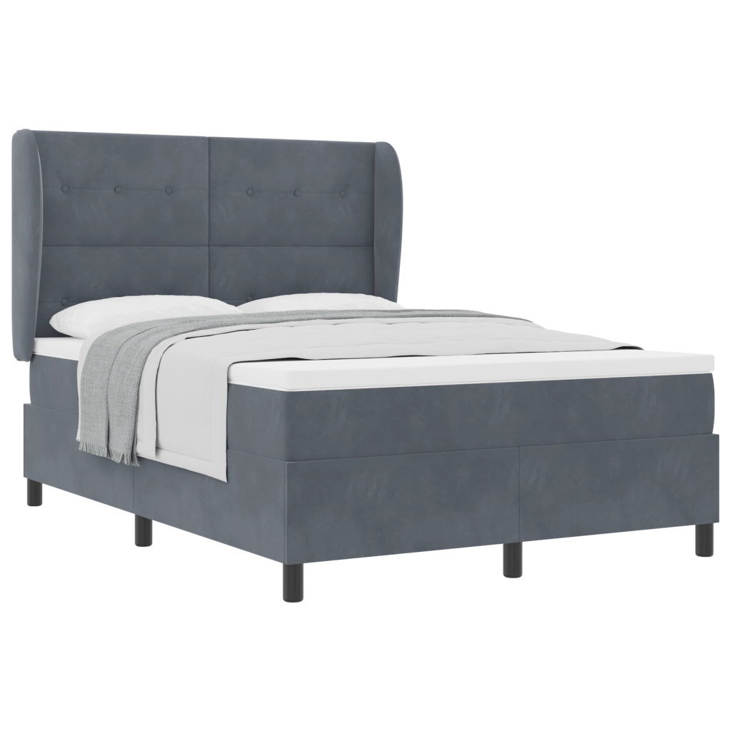 Letto a Box Spring con Materasso Grigio Scuro 160x200 cm Velluto