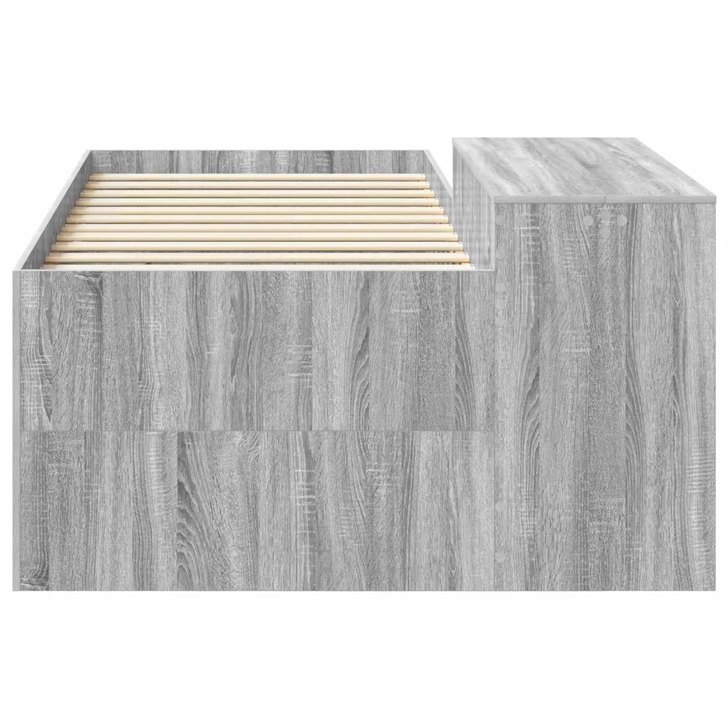 Letto alto per Bambini | Letto Infantile | Lettino con scrivania Sonoma grigio 75 x 190 cm