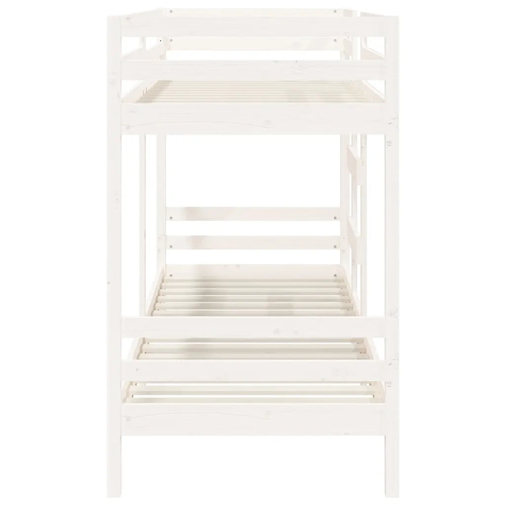 Letto a Castello senza Materasso Bianco 90x190cm Massello Pino