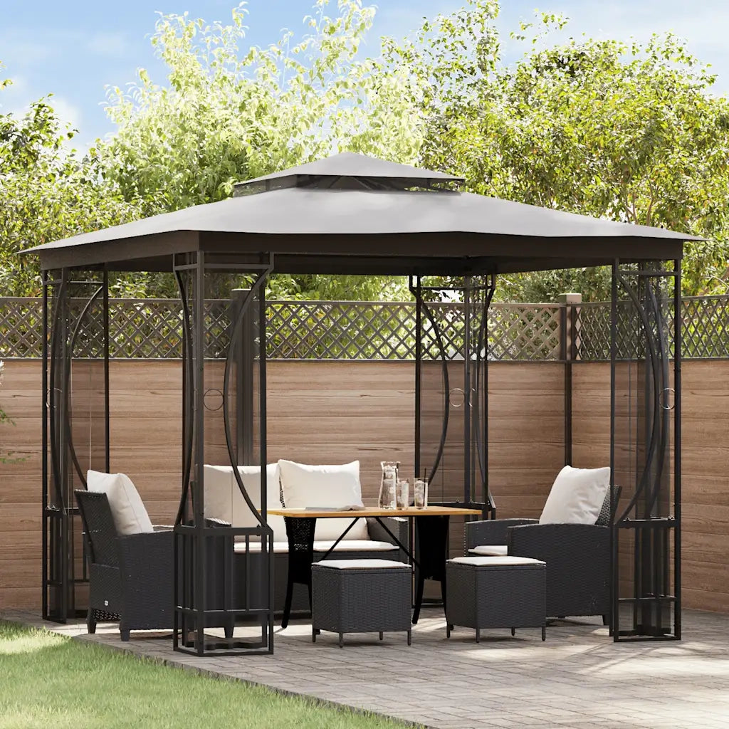 Gazebo | Pergolato con Rete 300x300x265 cm Antracite