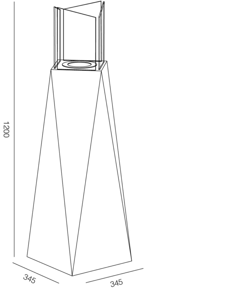 Camino a Bioetanolo da Pavimento 34,5x34,5x120 cm 1500W 1,2L Nairobi Nero