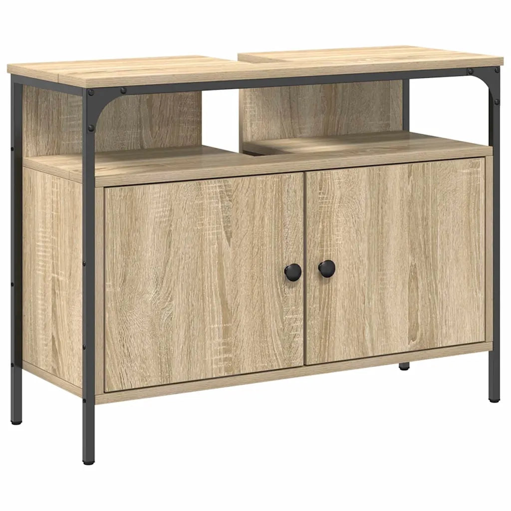 Set di mobili per il bagno con lo scaffale 4 pcs Rovere Sonoma