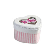 Trade Shop - 12 Scatolina In Tessuto Portaconfetti A Forma Di Cuore Bomboniera Nascita Bimba Rosa -
