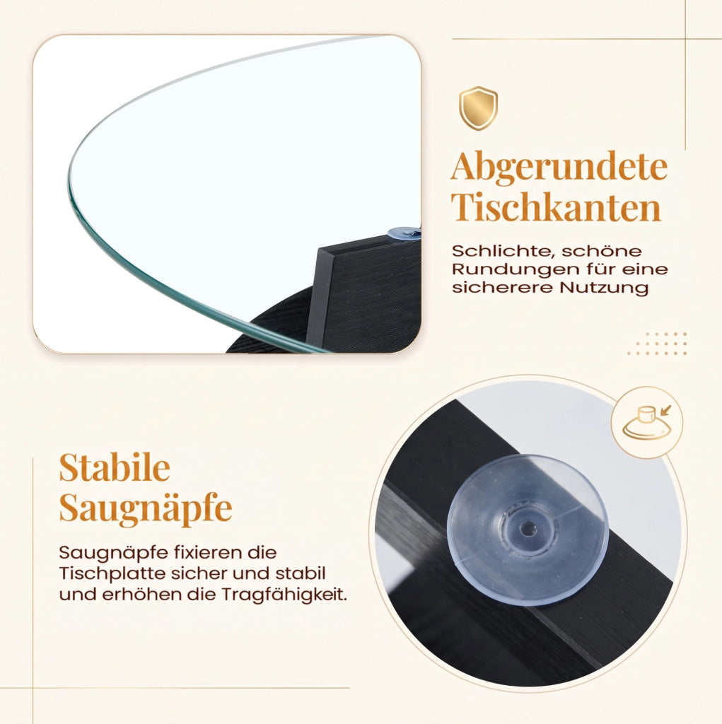 Tavolino rotondo in vetro di sicurezza Ø 80 cm