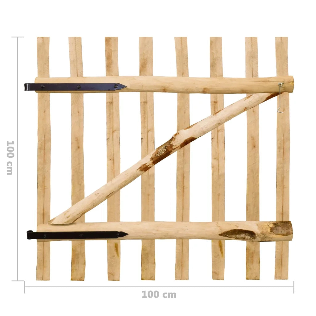 Cancello Singolo per Recinzione in Legno di Nocciolo 100x100 cm 142591