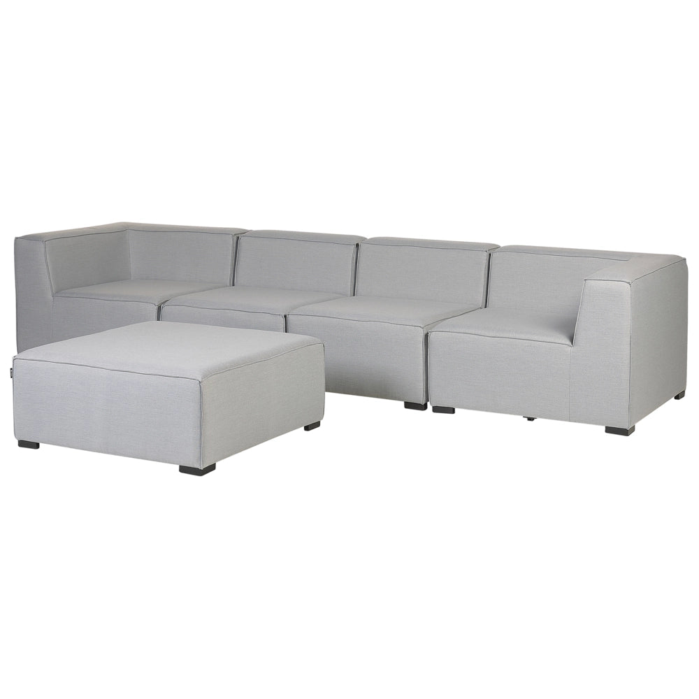 Set divano modulare 4 posti con pouf rivestimento in tessuto grigio salotto da giardino ottomana