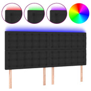 Testiera | Testata a LED Nera 160x5x118/128 cm in Similpelle