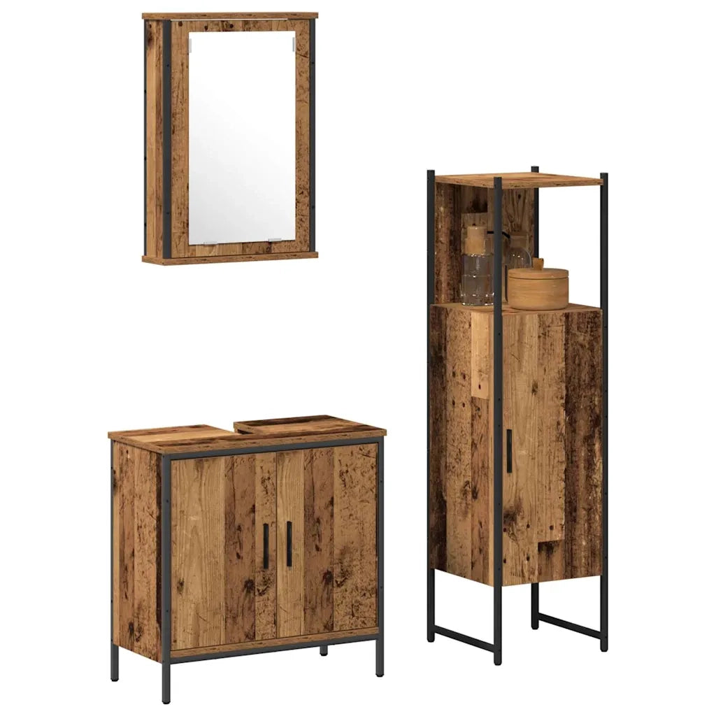 Set di mobili per il bagno 3 pcs Marrone 33 x 33 x 120.5 cm 3332552