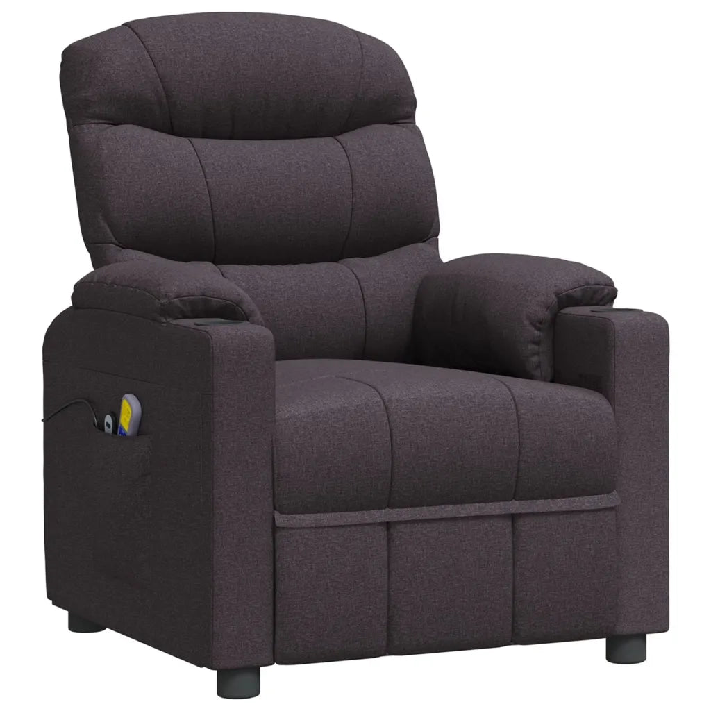 Poltrona Massaggiante Elettrica Marrone scuro in Tessuto 3143508