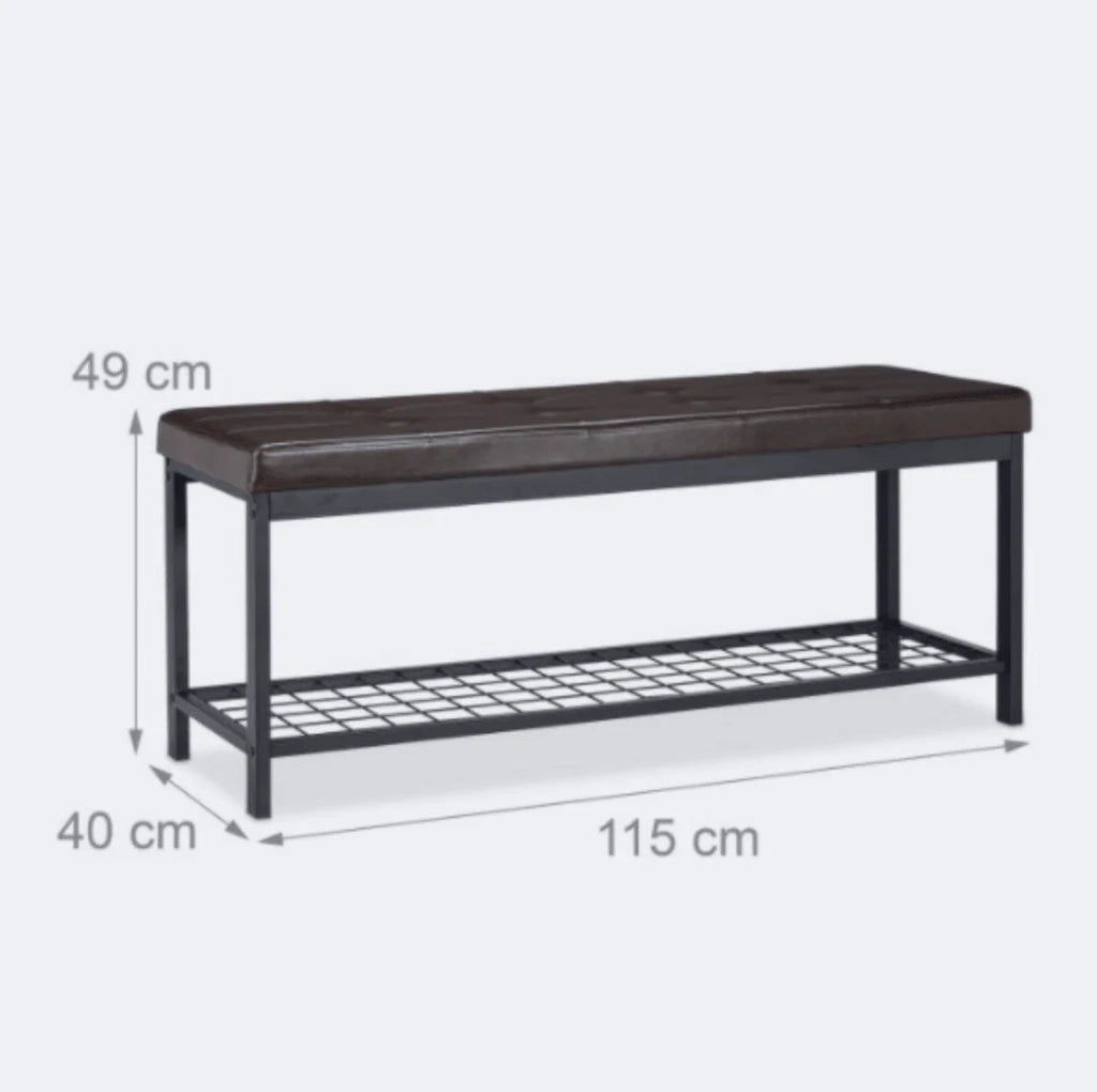 Panca aperta con vano portascarpe materiale sintetico supporto in rete metallica 115 cm marrone 13_0000367_3