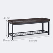 Panca aperta con vano portascarpe materiale sintetico supporto in rete metallica 115 cm marrone 13_0000367_3