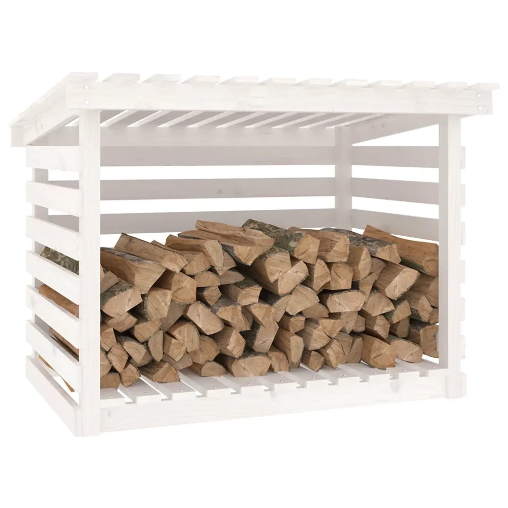 Portalegna Bianco 108x73x79 cm in Legno Massello di Pino 822228