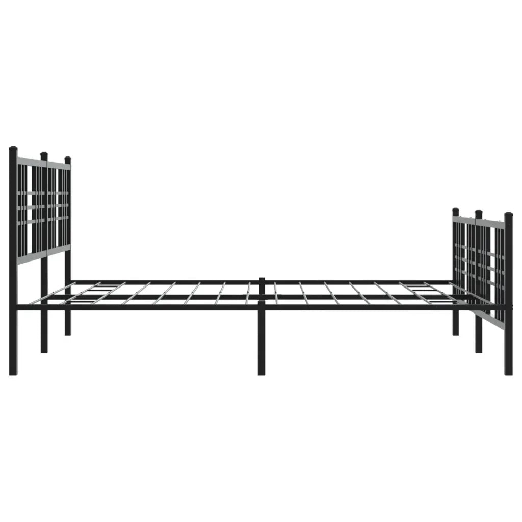 Giroletto con Testiera e Pediera Metallo Nero 150x200 cm 376344