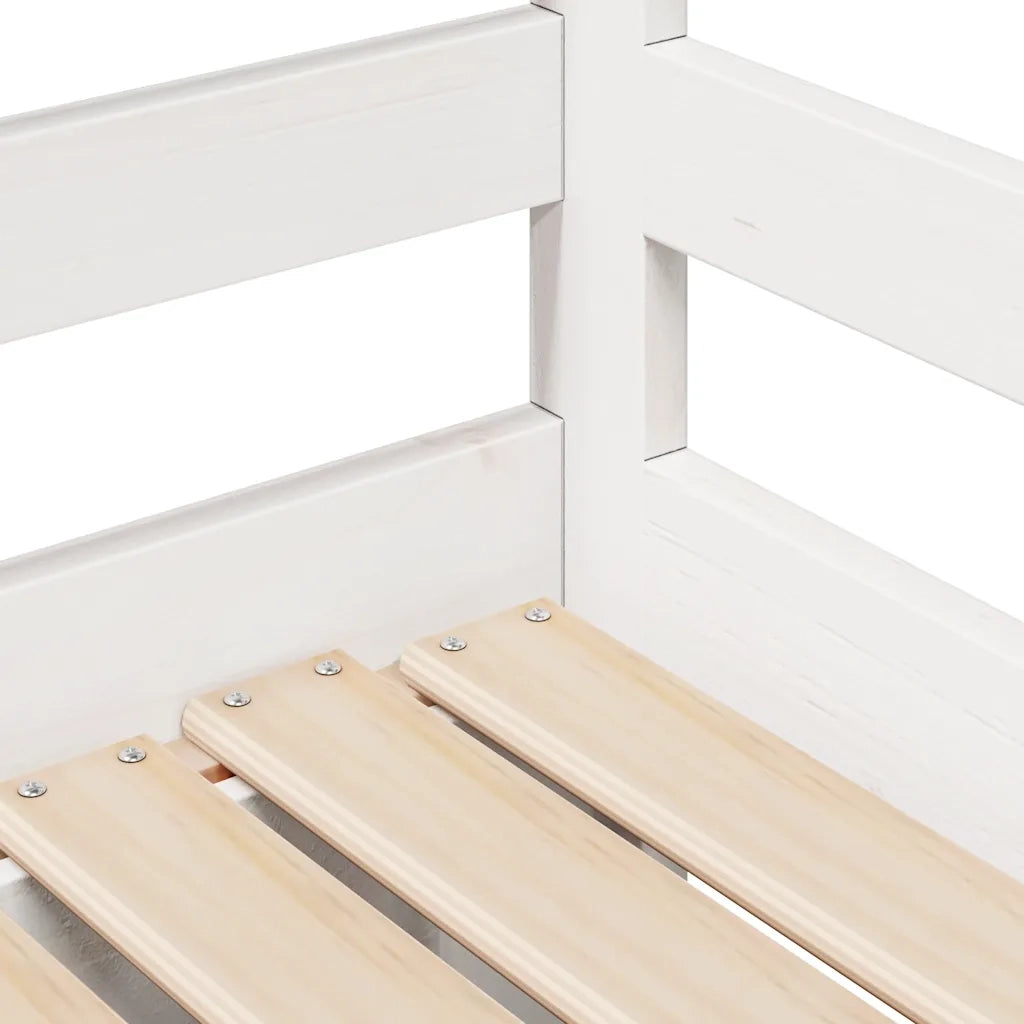 Dormeuse con Cassetti Bianco 90x200 cm Legno Massello di Pino 3302145