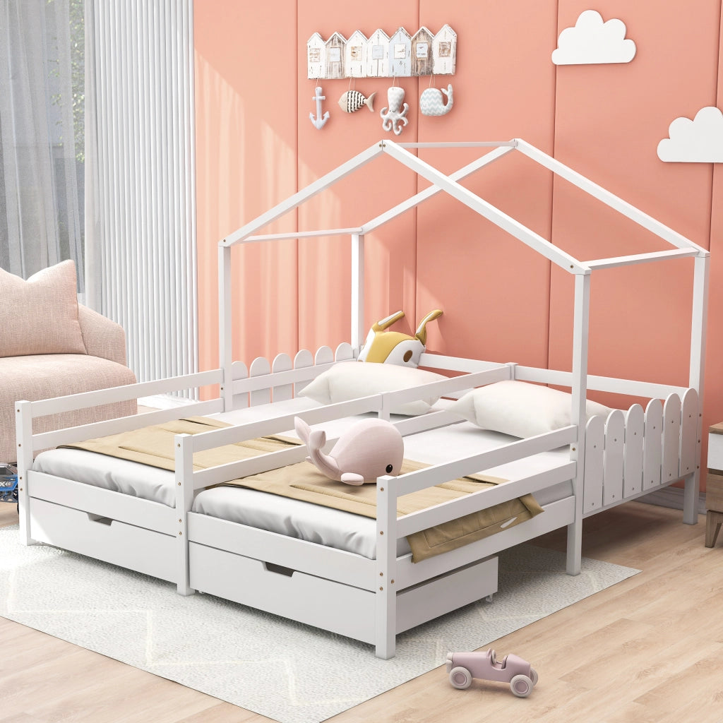 Letto a castello bianco con funzione letto doppio e singolo 200x90cm