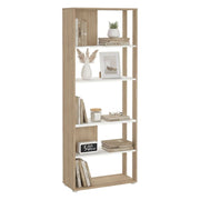 Libreria MuGuiying, Scaffale da ufficio, Mobile portalibri, Biblioteca, 80x34 h205 cm, Rovere e Bianco
