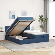 Struttura Letto Pouf con Materassi Blu 160x200 cm in Tessuto 3312821